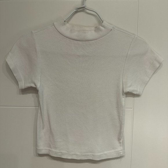 White Mock Neck Baby Tee - Picture 1 of 4